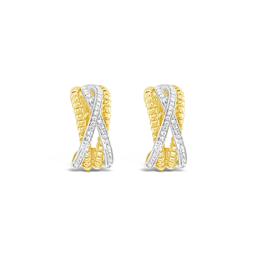 Gold & Diamond Criss Cross Earrings