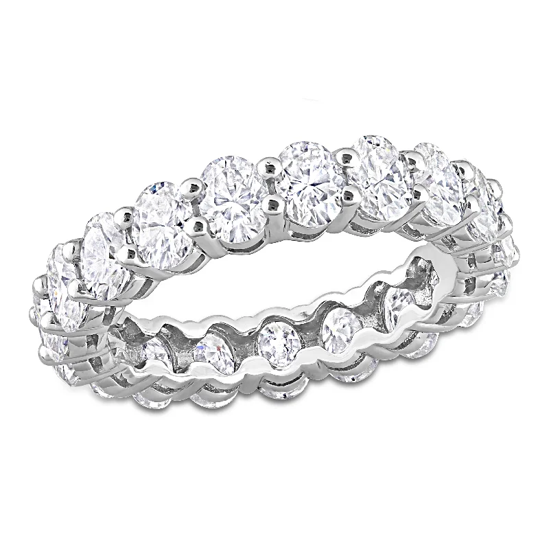 Miadora 3 4/5ct DEW Oval Cut Created Moissanite Eternity Ring in 14k White Gold