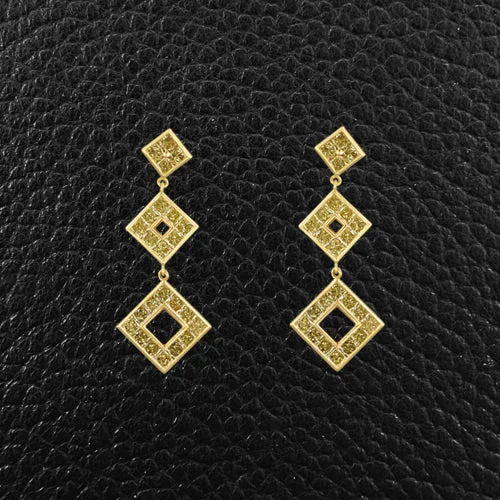 Yellow Diamond Squares Earrings