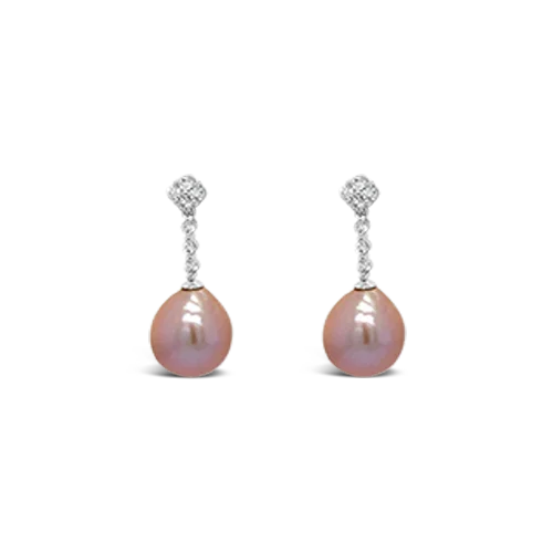 Pink Pearl & Diamond Earrings