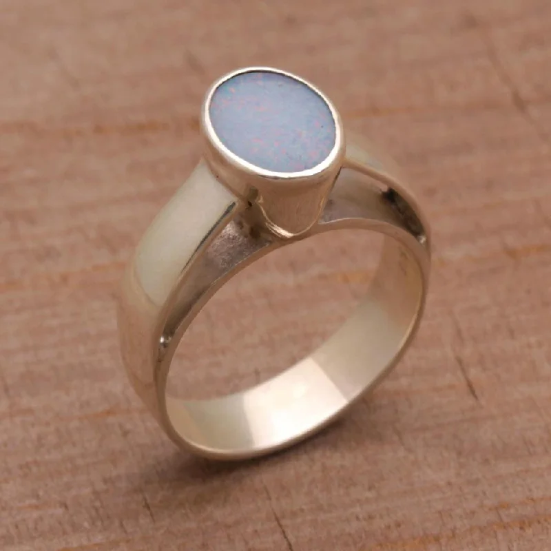 Handmade Opal Solitaire Ring, 'Pride' (Indonesia)