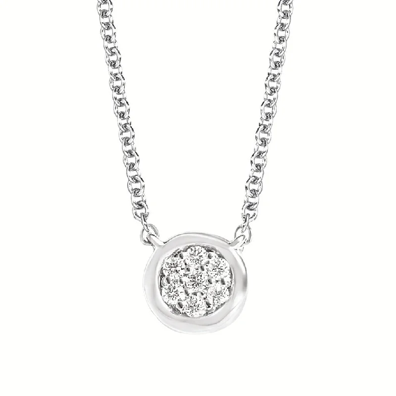 Sterling Silver 0.05ctw Round Diamond Cluster Necklace