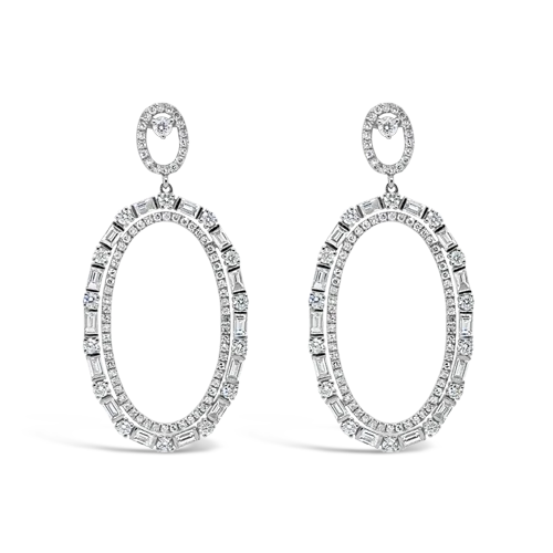 Diamond Dangle Earrings in Oval Shape