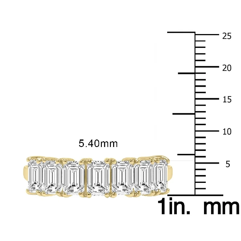 Marquee 3 Carat TW Emerald Cut Seven Stone Lab Grown Diamond Wedding Anniversary Ring 14K Yellow Gold