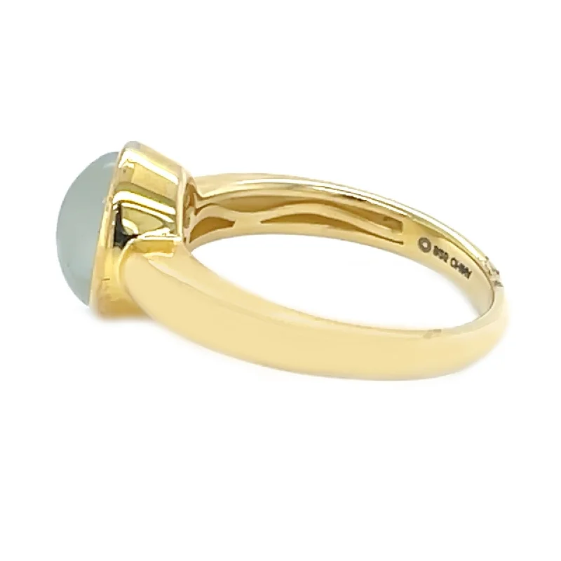 14k Yellow Gold Over Sterling Silver Milky Aquamarine Solitaire Ring