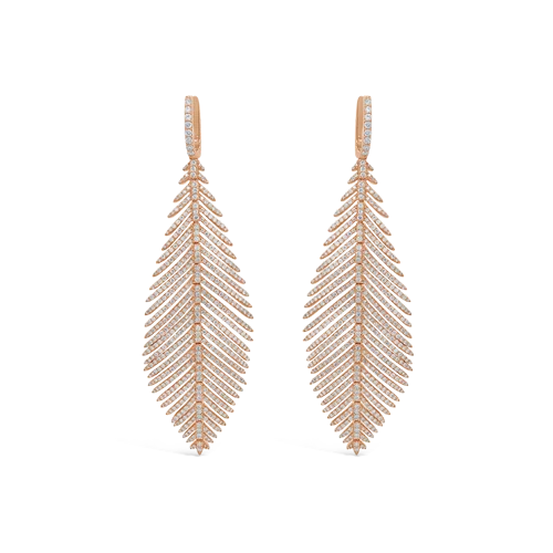 Rose Gold & Diamond Feather Earrings