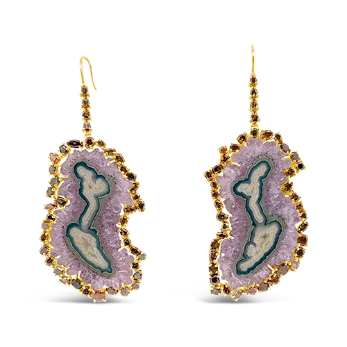 Amethyst Geode Slice Earrings