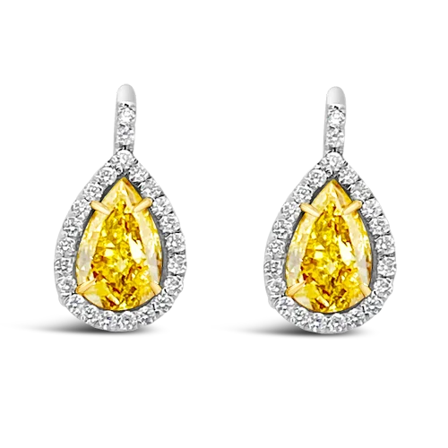 Pear Shaped Yellow Diamond Earrings