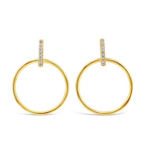 Gold & Diamond Circle Earrings