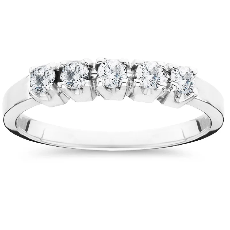 10k White Gold 1/2ct TDW 5-stone Diamond Wedding Ring