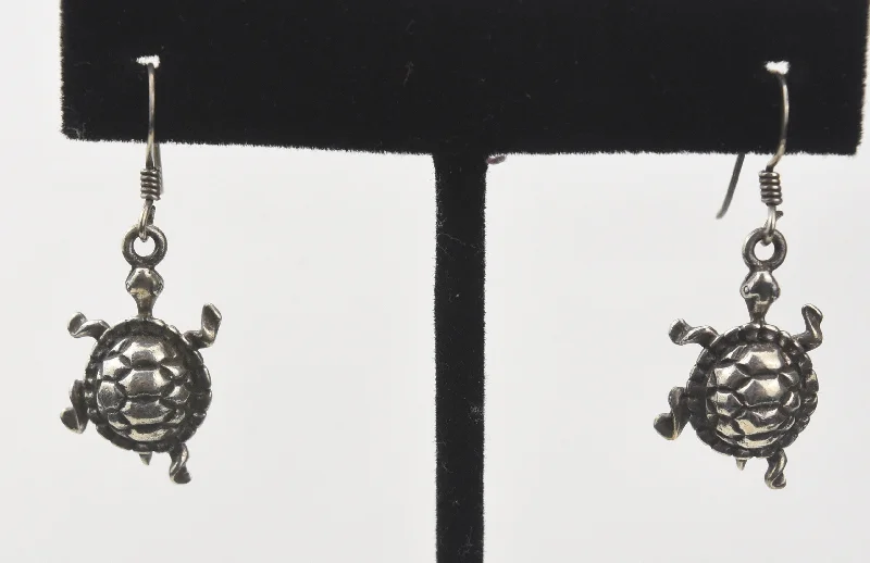 Silver Dangle Tortoise Earrings