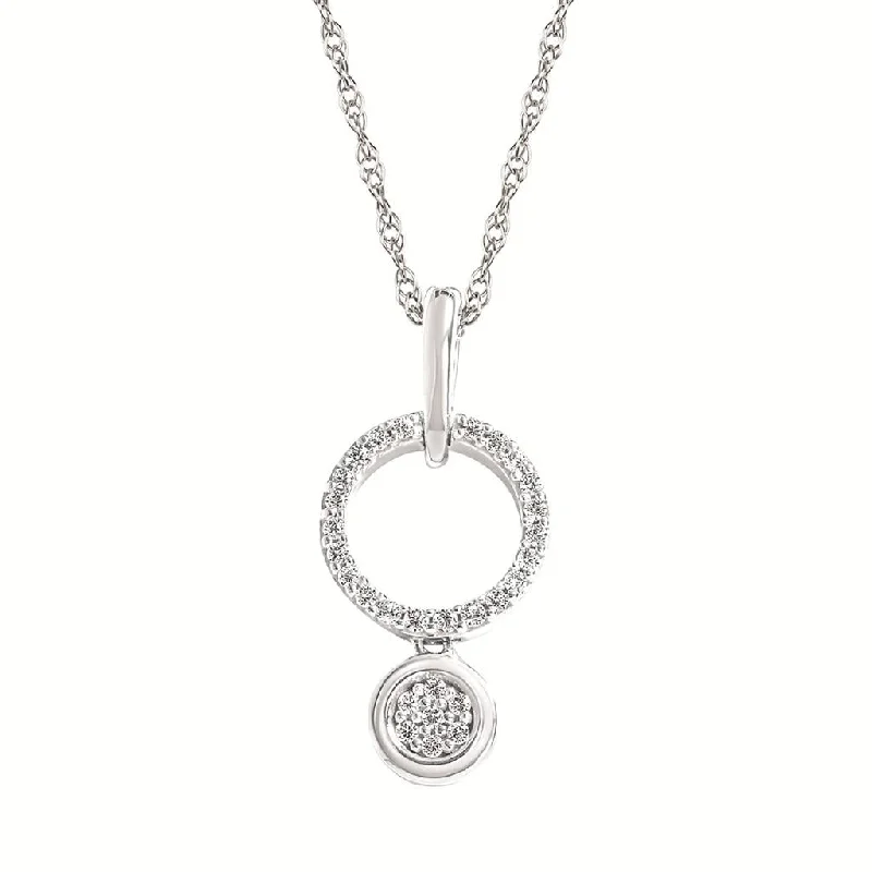 Sterling Silver 0.09ctw Round Diamond Drop Necklace