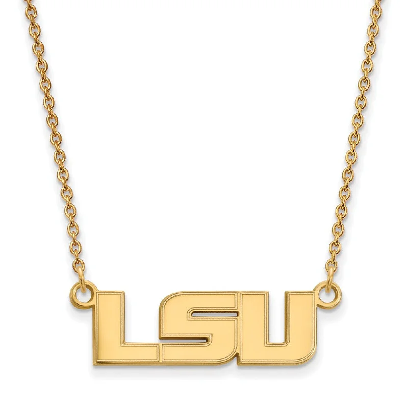 14k Gold Plated Silver Louisiana State Small LSU Pendant Necklace