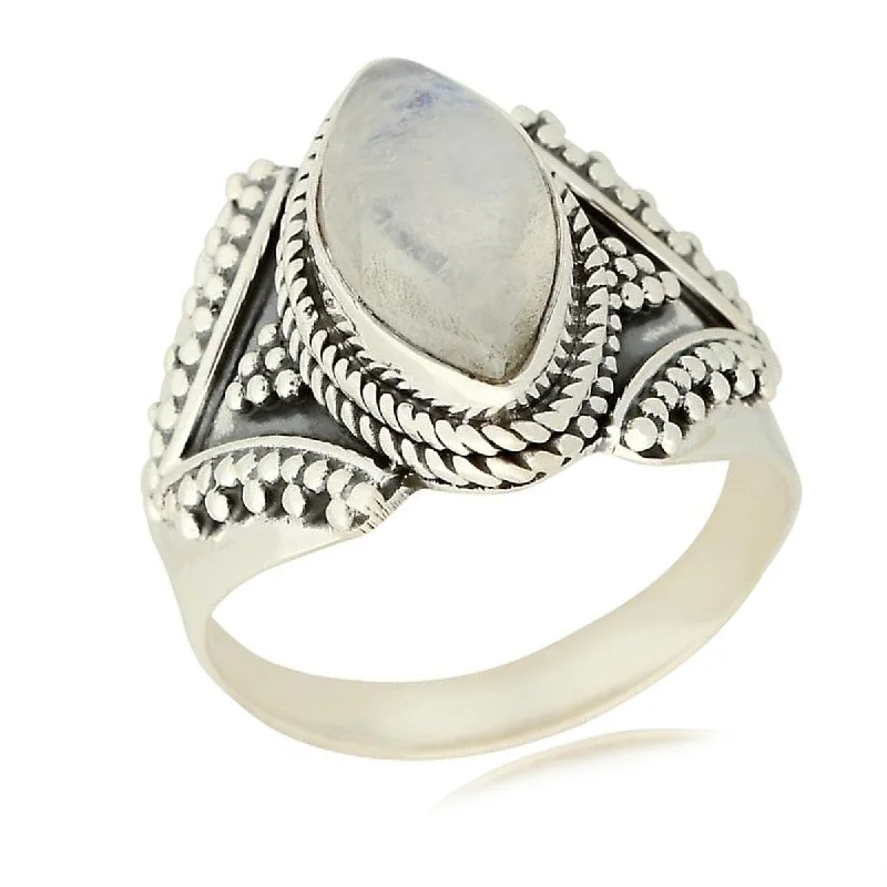 925 Sterling Silver Rainbow Moonstone Ring