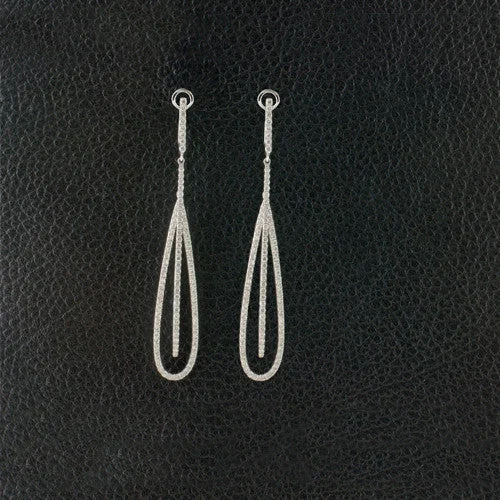 Elongated Pear shaped Diamond Dangle Earrings