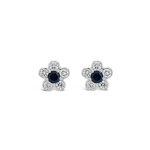 Sapphire & Diamond Flower Earrings