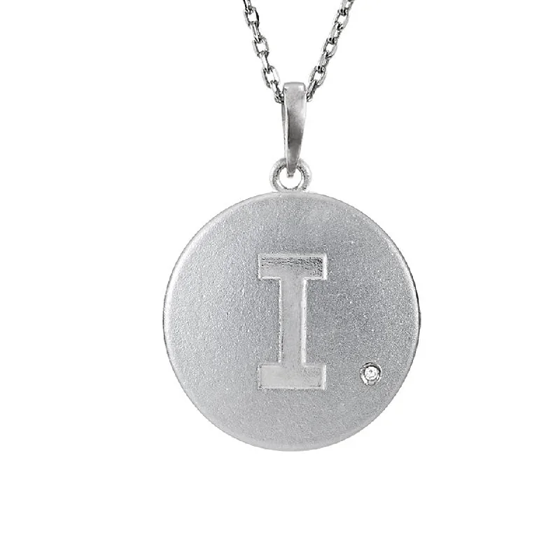 The Emma Sterling Silver Diamond Block Initial I Disc Necklace, 18 In.