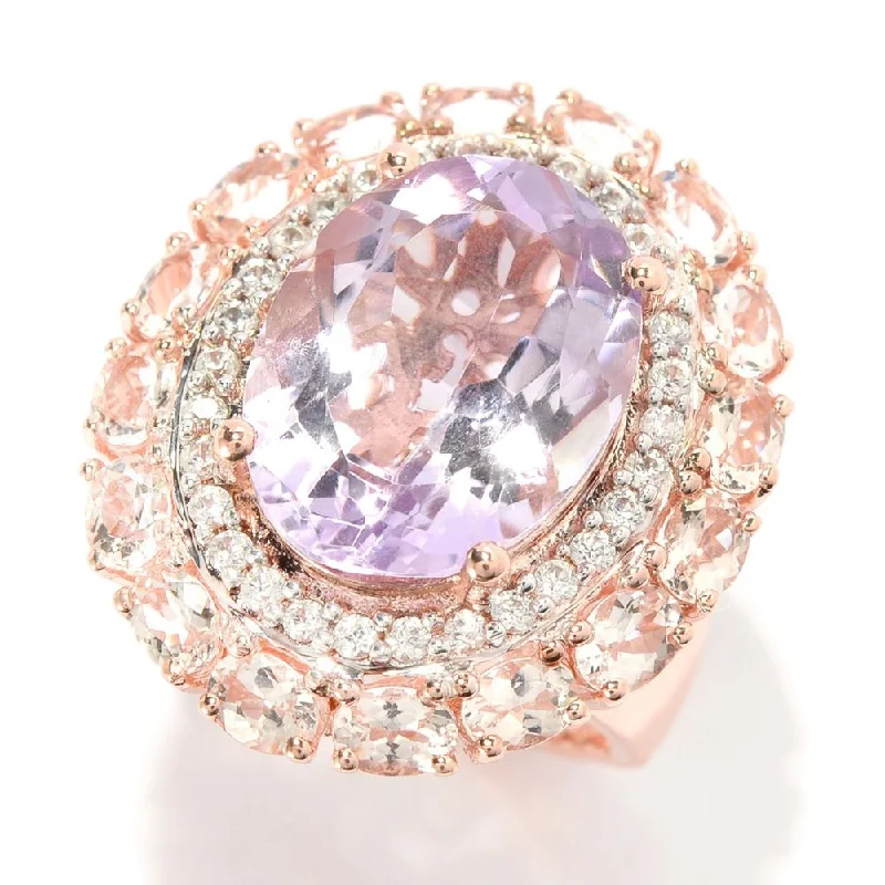 14K Rose Gold-plated Silver Pink Amethyst and Morganite Cocktail Ring