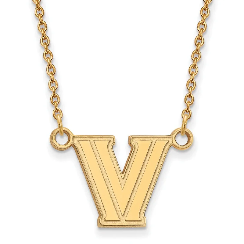 14k Gold Plated Silver Villanova U Small Pendant Necklace