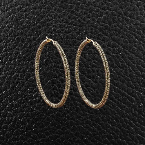 Brown Diamond Hoop Earrings