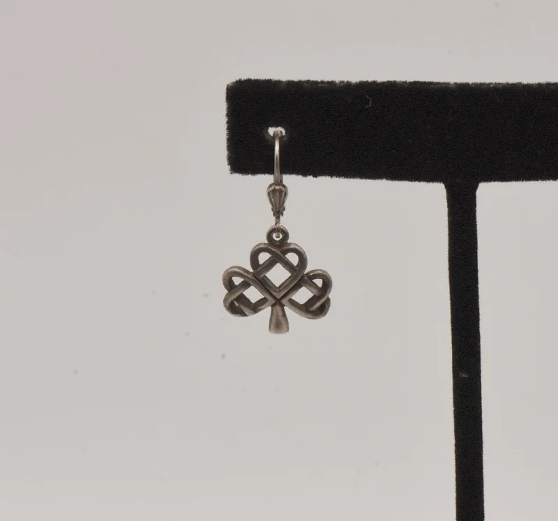 UNMATCHED Vintage Sterling Silver Celtic Knot Shamrock Dangle Earring