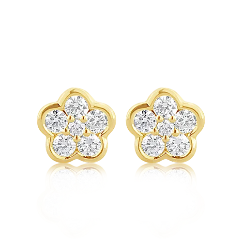 Diamond Flower-shaped Earrings