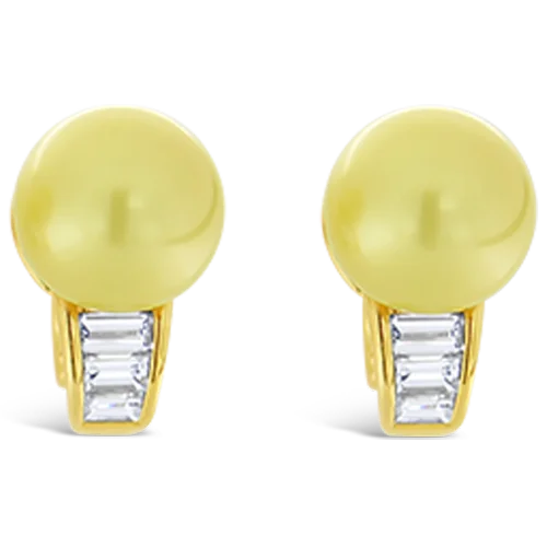 Golden Pearl & Diamond Earrings