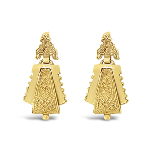 Gold Etched Estate Earrings