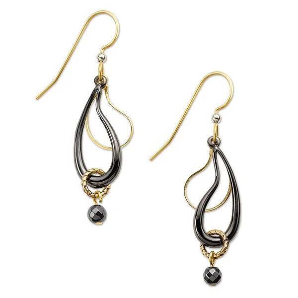 Silver Forest Earrings Gold Black Free Form Mixed Metal Layers