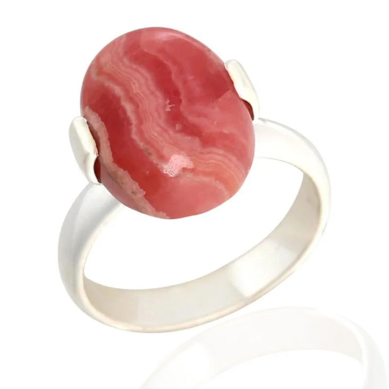 925 Sterling Silver Rhodochrosite Solitaire Ring