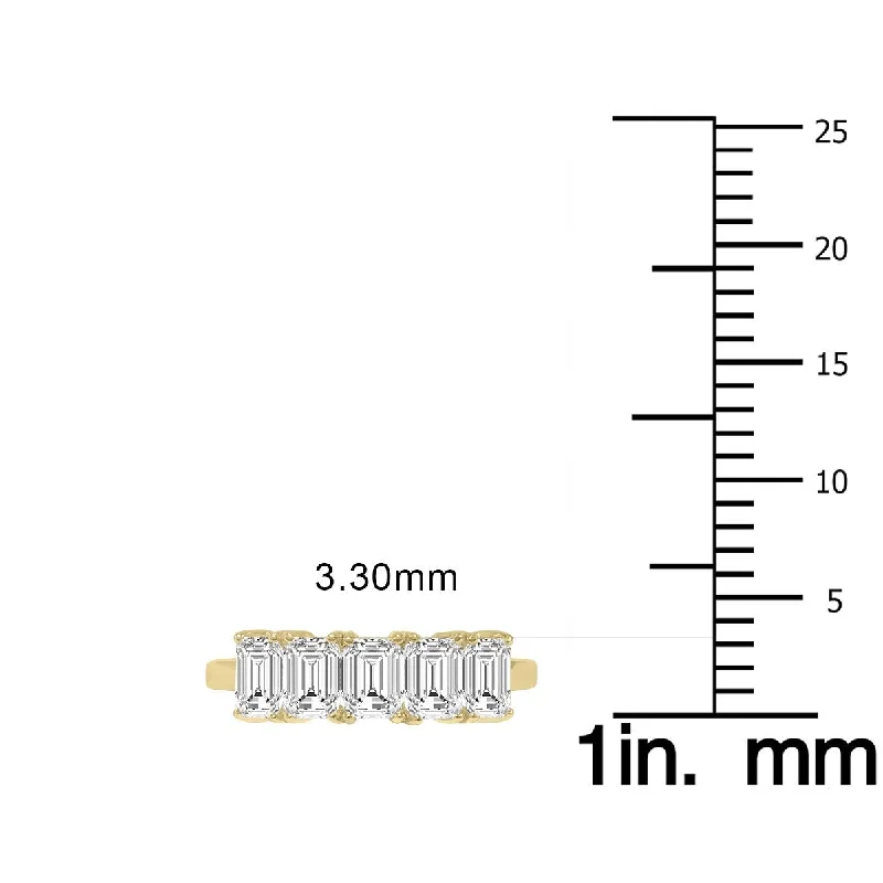 Marquee 1/2 Carat TW Emerald Cut Five Stone Lab Grown Diamond Wedding Anniversary Ring 14K Yellow Gold