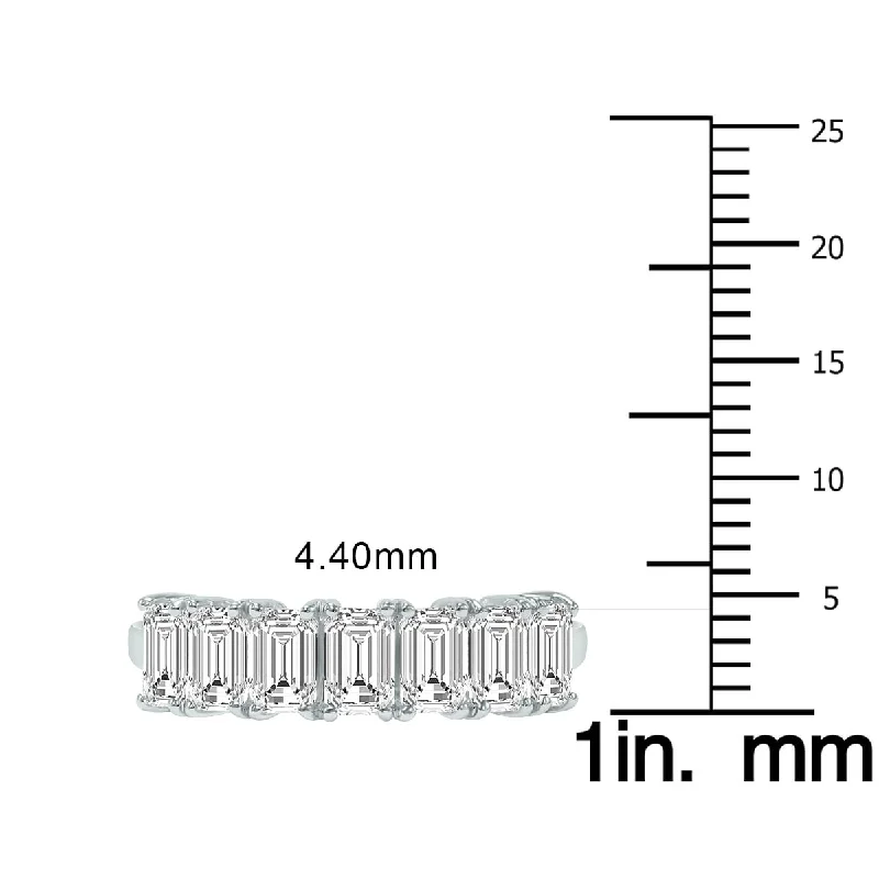 Marquee 1.50 Carat TW Emerald Cut Seven Stone Lab Grown Diamond Wedding Anniversary Ring 14K White Gold