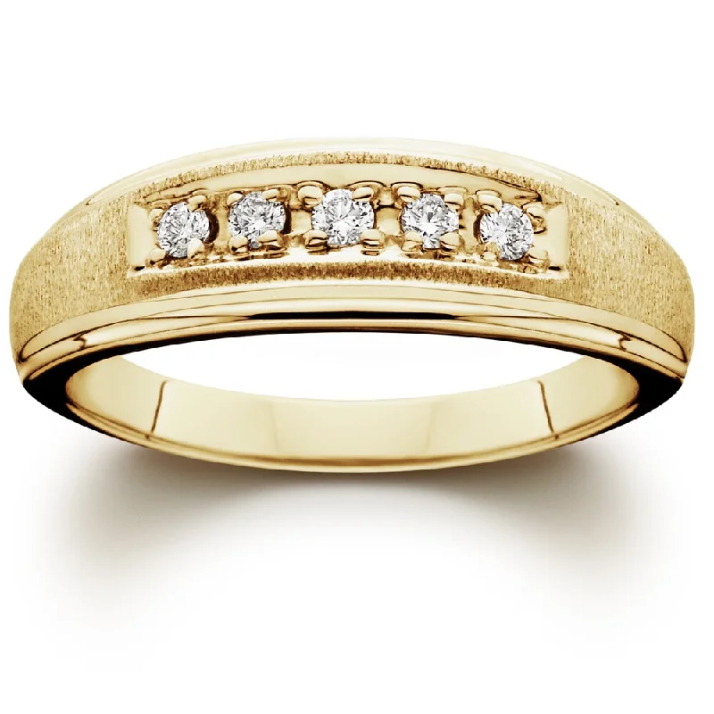 14K Yellow Gold 1/ 6ct TDW Men's Diamond Wedding Ring