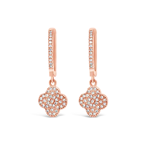 Diamond Clover Dangle Earrings