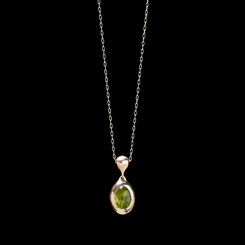 Peridot Locket  Charm Necklace