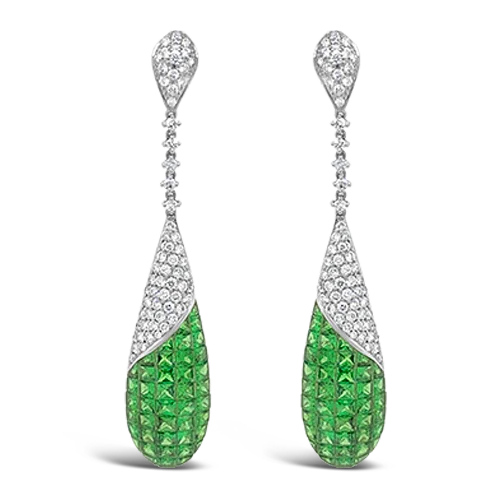 Tsavorite & Diamond Dangle Earrings