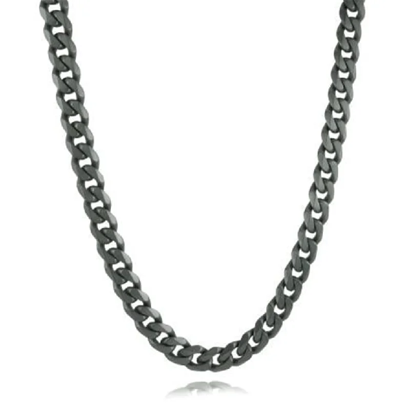 Stainless Steel IP Gunmetal 10mm Curb Chain Men's Necklace