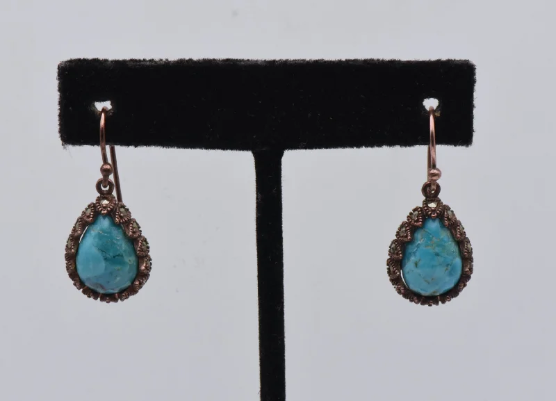 Vintage Copper and Turquoise Dangle Earrings