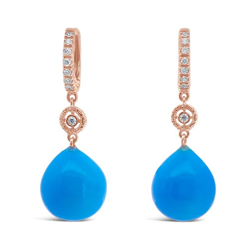 Turquoise & Diamond Drop Earrings