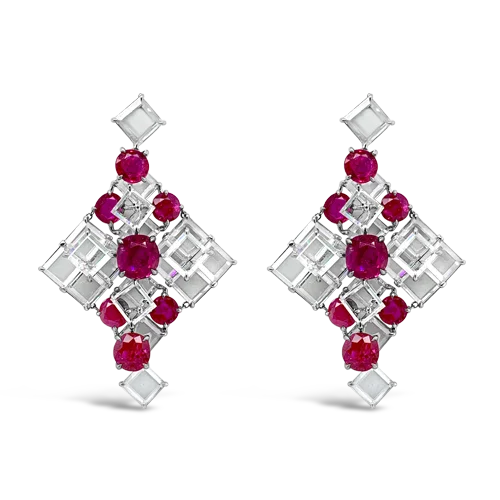 Ruby & Diamond Dangle Earrings