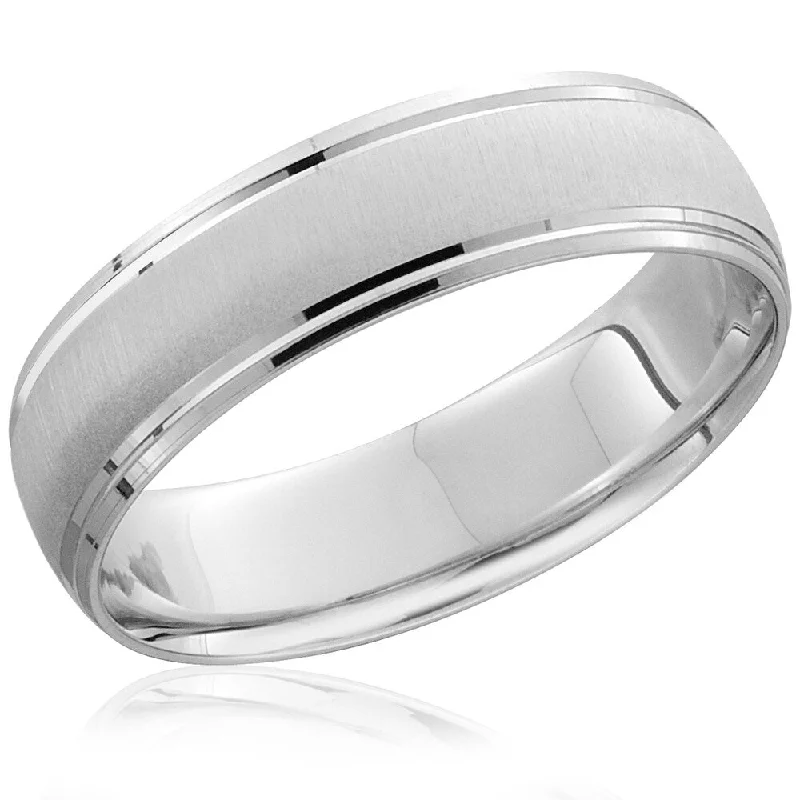 Pompeii3 14k White Gold Mens Brushed 6MM Ring Wedding Band