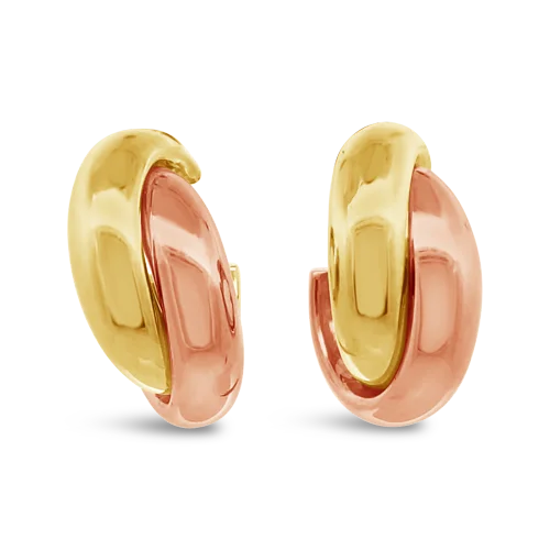 Rose & Yellow Gold Double Hoop Earrings