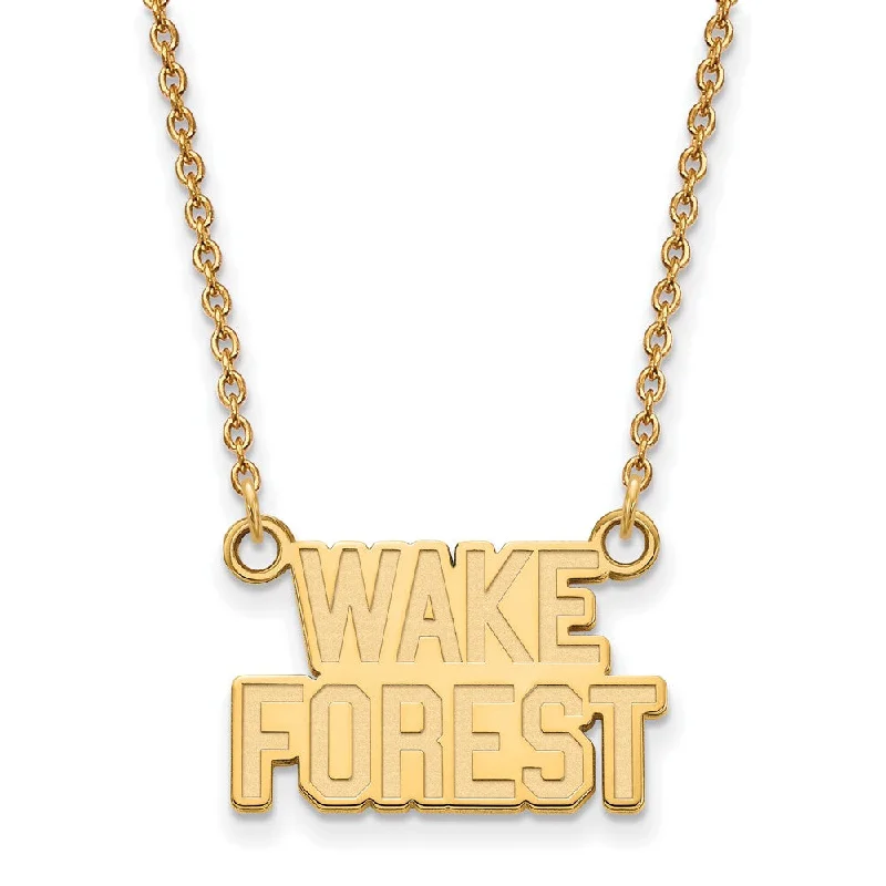 14k Yellow Gold Wake Forest U Small Pendant Necklace