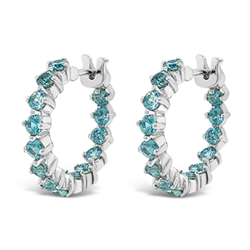 Blue Zircon Hoop Earrings