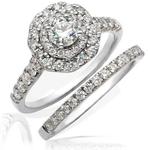 JDTK-RG5753W-14KW 1.5CTW DIAMOND BRIDAL SET - DOUBLE OCTAGON