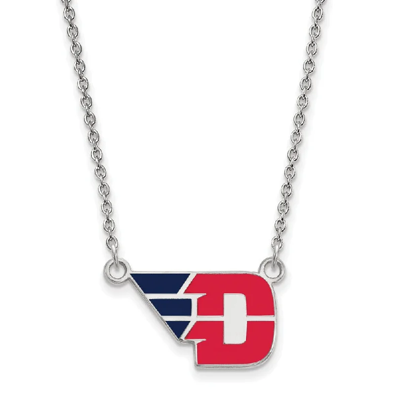 Sterling Silver U of Dayton Small Enamel Pendant Necklace