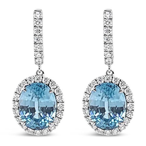 Blue Zircon & Diamond Earrings