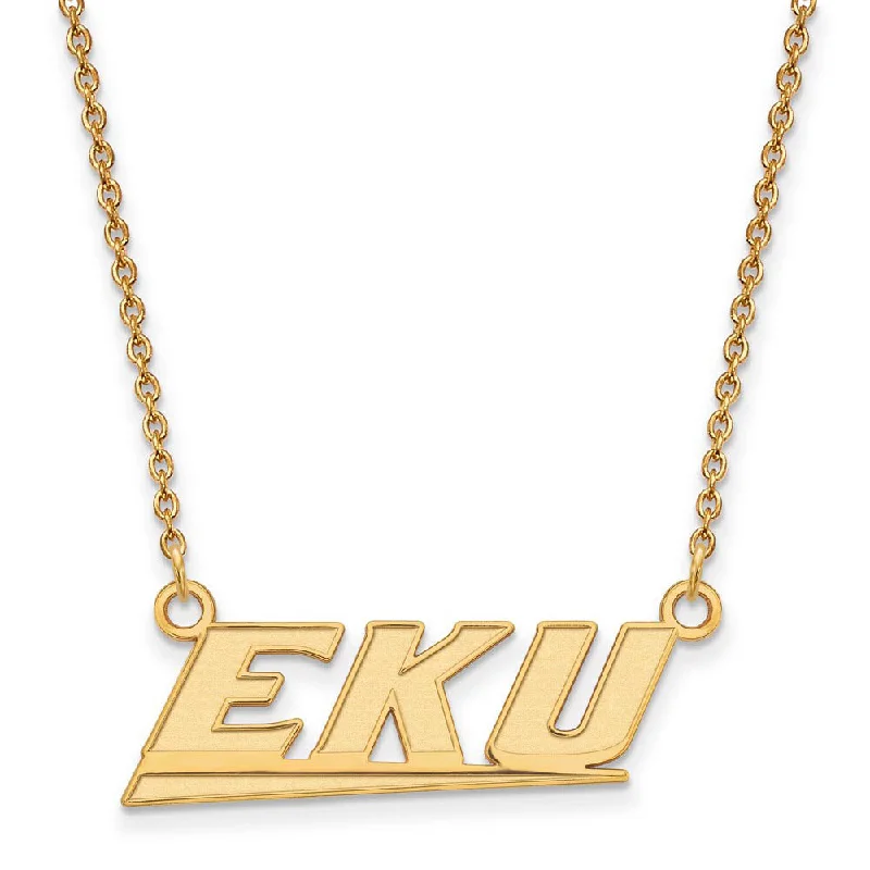 14k Gold Plated Silver Eastern Kentucky U Small Pendant Necklace