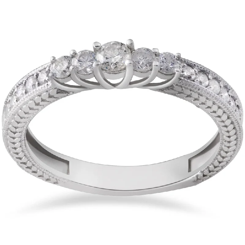 14k White Gold 1/2ct TDW Vintage Diamond Anniversary Ring