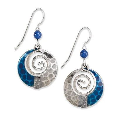 Silver Forest Earrings Silver Swirl Blue Leopard